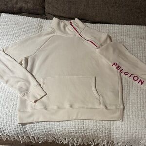 Gently Loved Peloton Off-White Pullover with Pink Details